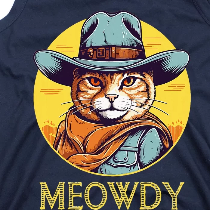 Cat Cowboy Cowgirl Halloween Meow Howdy Meowdy Tank Top