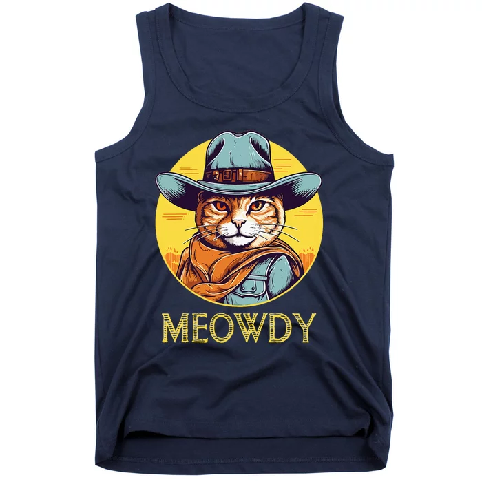 Cat Cowboy Cowgirl Halloween Meow Howdy Meowdy Tank Top