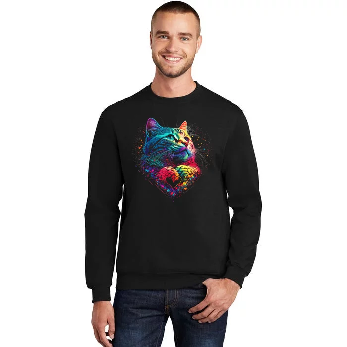 Cute Colorful Cat For Wo's Girl Boy For Cat Lover Sweatshirt