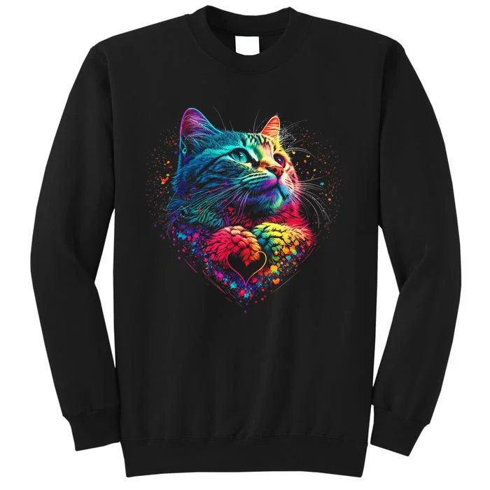 Cute Colorful Cat For Wo's Girl Boy For Cat Lover Sweatshirt