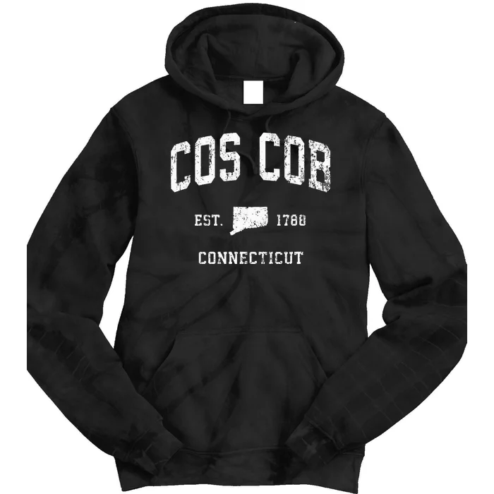 Cos Cob Connecticut Ct Vintage Athletic Sports Tie Dye Hoodie