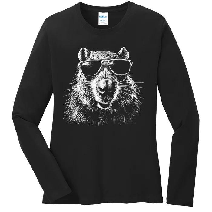 Capybara Capybara Capybara Ladies Long Sleeve Shirt