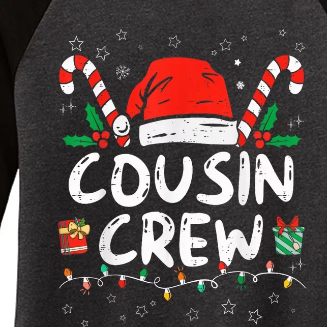 Christmas Cousin Crew Santa Hat  Wo Kid Women's Tri-Blend 3/4-Sleeve Raglan Shirt