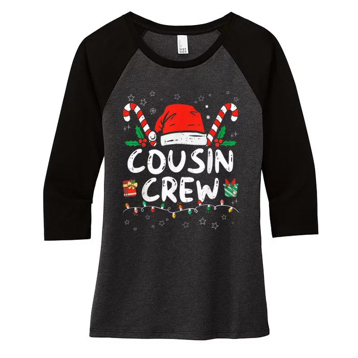 Christmas Cousin Crew Santa Hat  Wo Kid Women's Tri-Blend 3/4-Sleeve Raglan Shirt