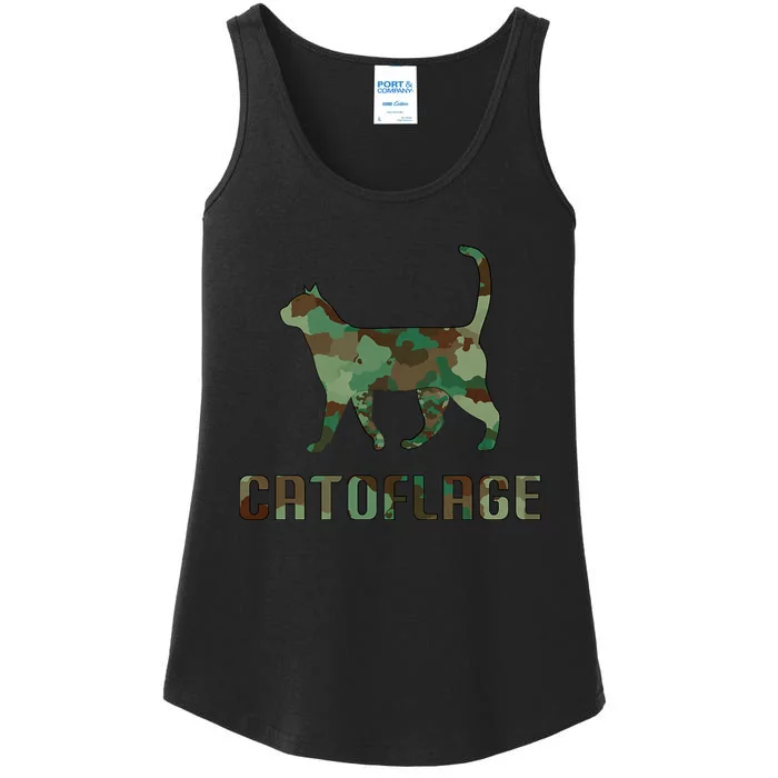 Camo Cat Catoflage Funny Cat Lover Cute Kitten Meow Cats Ladies Essential Tank