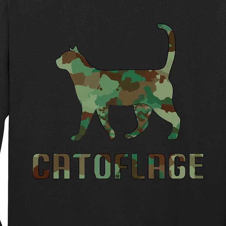 Camo Cat Catoflage Funny Cat Lover Cute Kitten Meow Cats Tall Long Sleeve T-Shirt