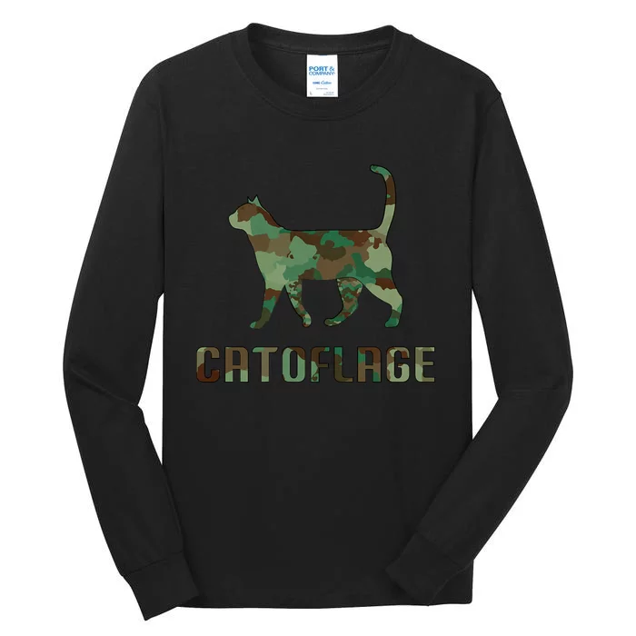 Camo Cat Catoflage Funny Cat Lover Cute Kitten Meow Cats Tall Long Sleeve T-Shirt