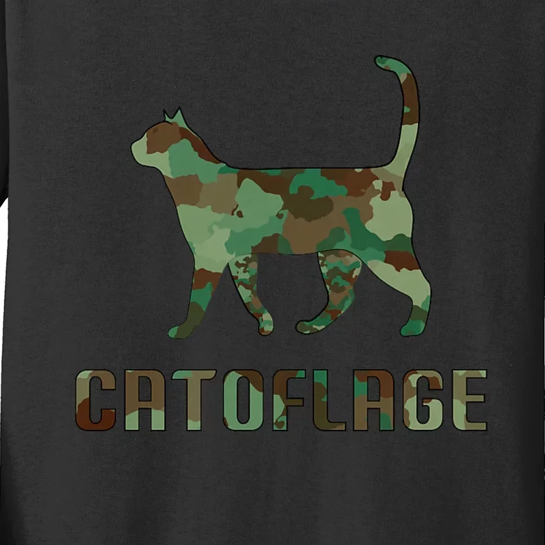 Camo Cat Catoflage Funny Cat Lover Cute Kitten Meow Cats Kids Long Sleeve Shirt