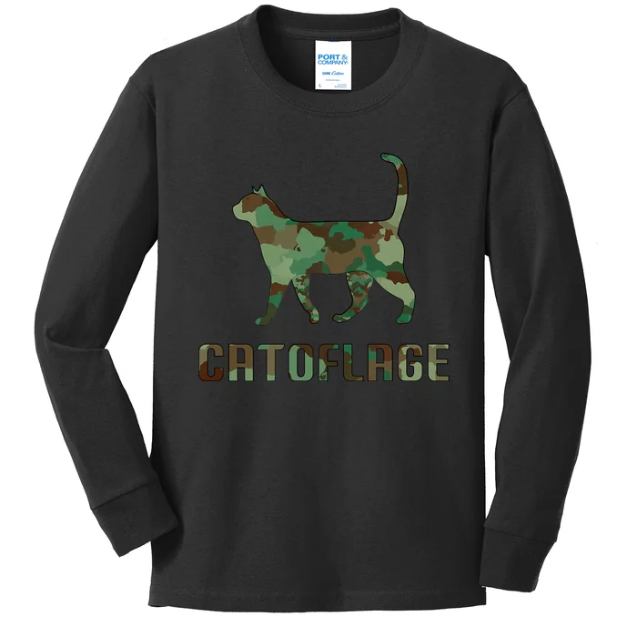 Camo Cat Catoflage Funny Cat Lover Cute Kitten Meow Cats Kids Long Sleeve Shirt