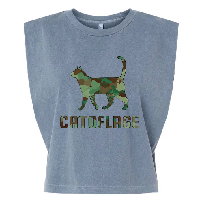 Camo Cat Catoflage Funny Cat Lover Cute Kitten Meow Cats Garment-Dyed Women's Muscle Tee