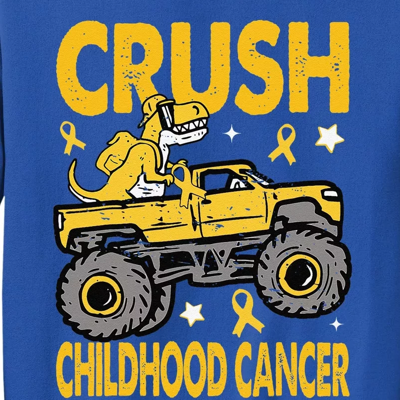 Crush Childhood Cancer Awareness Monster Truck Dinosaur Gift Tall Sweatshirt