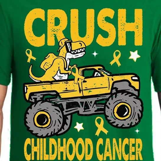 Crush Childhood Cancer Awareness Monster Truck Dinosaur Gift Pajama Set