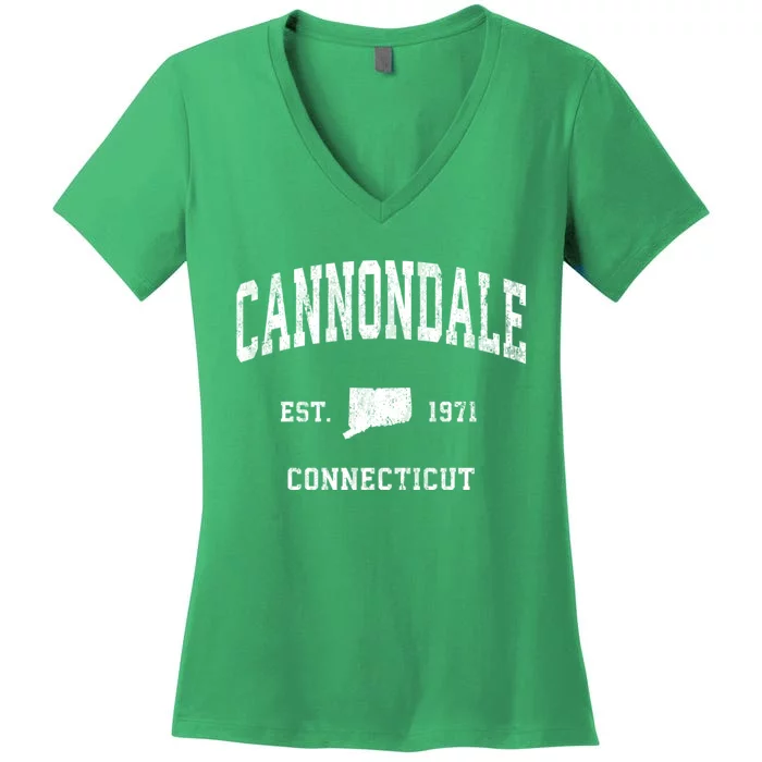 Cannondale Connecticut Ct Vintage Athletic Sports Women's V-Neck T-Shirt