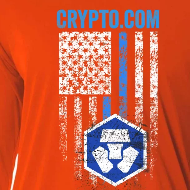 Crypto Com Coin With American Flag Cooling Performance Long Sleeve Crew