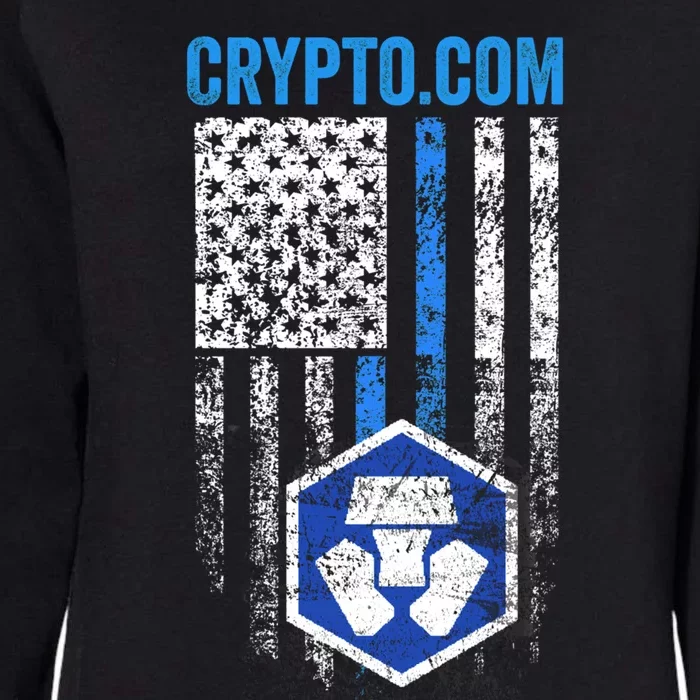 Crypto Com Coin With American Flag Womens California Wash Sweatshirt