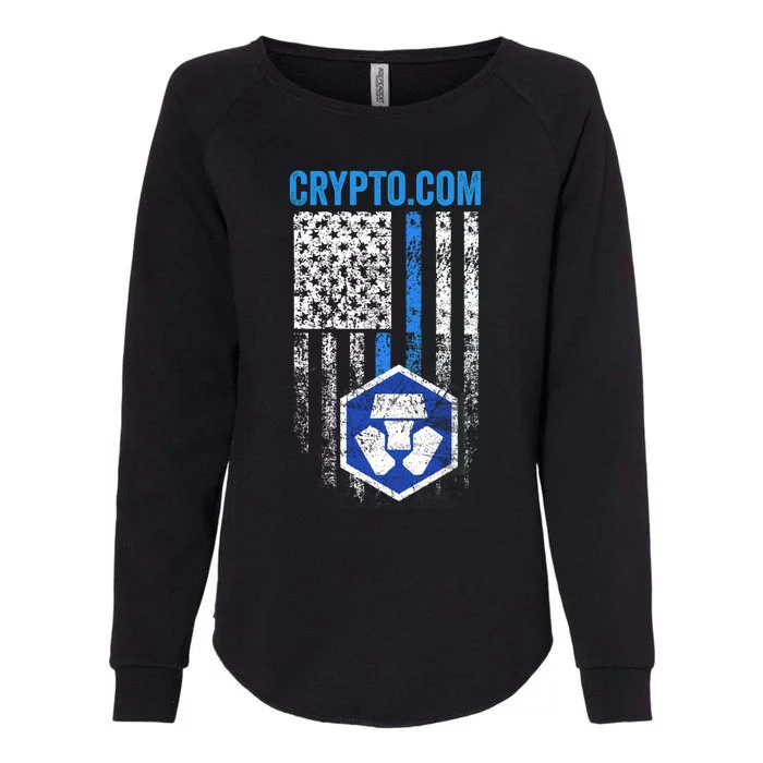 Crypto Com Coin With American Flag Womens California Wash Sweatshirt