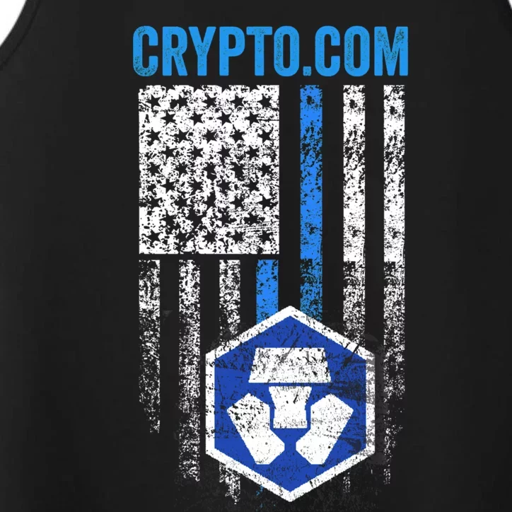 Crypto Com Coin With American Flag Performance Tank