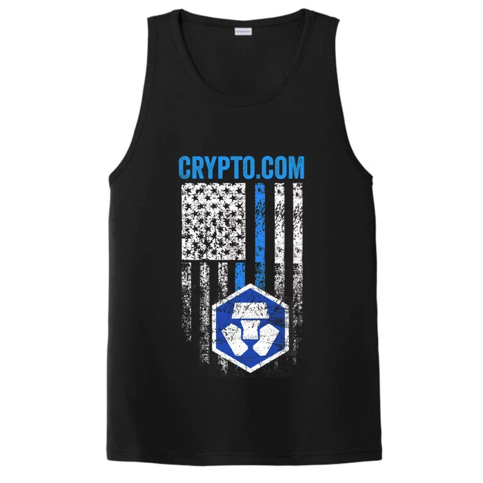 Crypto Com Coin With American Flag Performance Tank