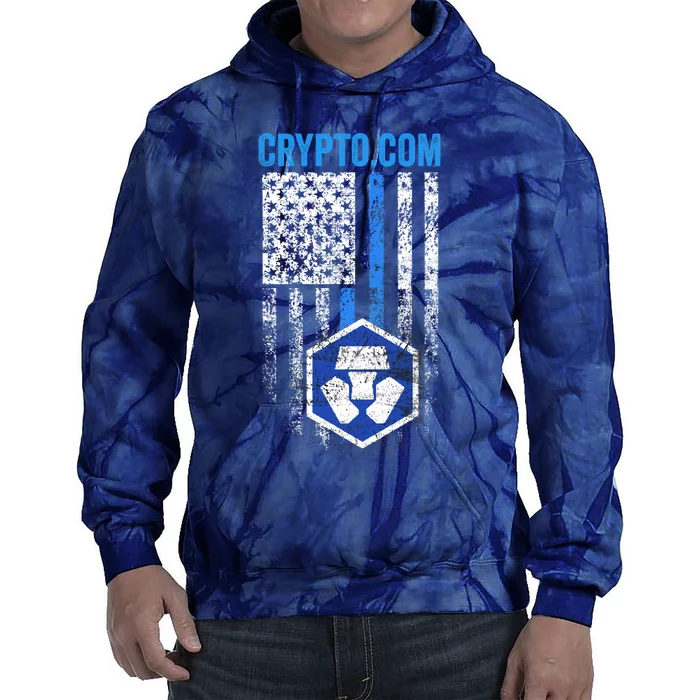 Crypto Com Coin With American Flag Tie Dye Hoodie