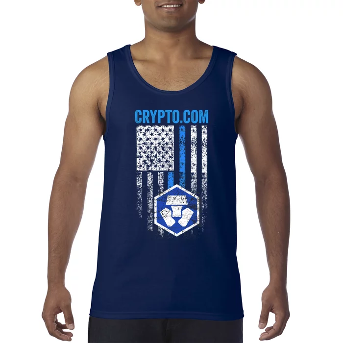 Crypto Com Coin With American Flag Tank Top