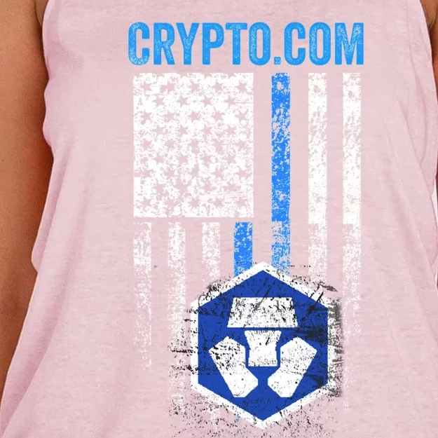 Crypto Com Coin With American Flag Women's Knotted Racerback Tank