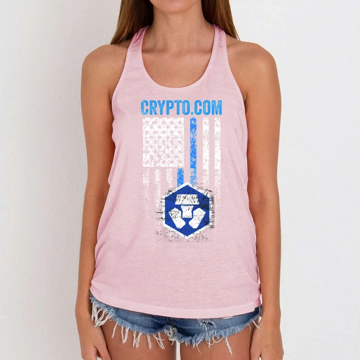 Crypto Com Coin With American Flag Women's Knotted Racerback Tank