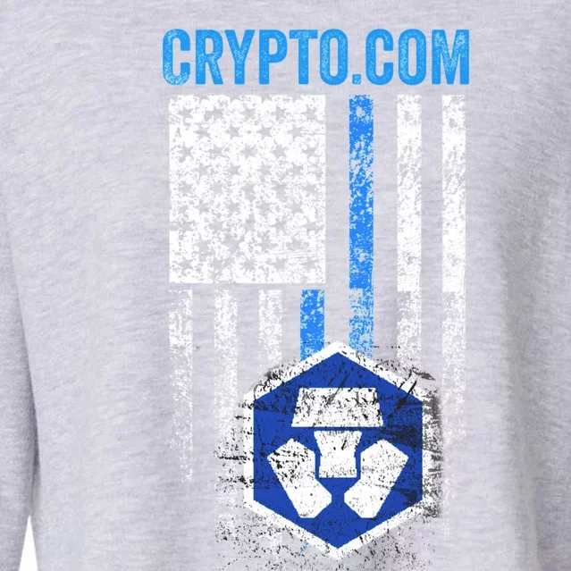 Crypto Com Coin With American Flag Cropped Pullover Crew