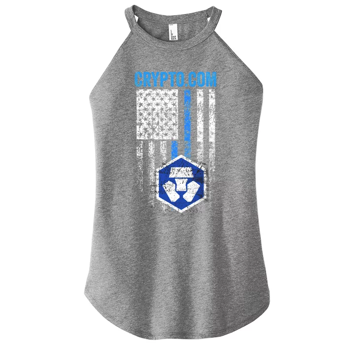 Crypto Com Coin With American Flag Women’s Perfect Tri Rocker Tank