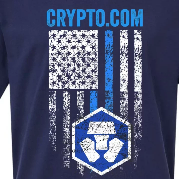 Crypto Com Coin With American Flag Sueded Cloud Jersey T-Shirt