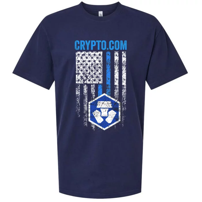 Crypto Com Coin With American Flag Sueded Cloud Jersey T-Shirt