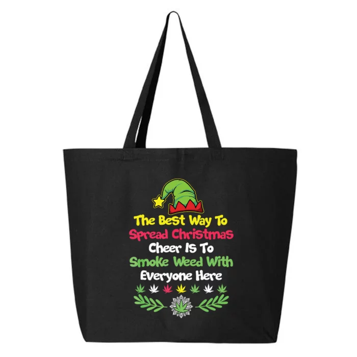 Cannabis Christmas Cheer Elf Funny Holiday Marijuana 25L Jumbo Tote