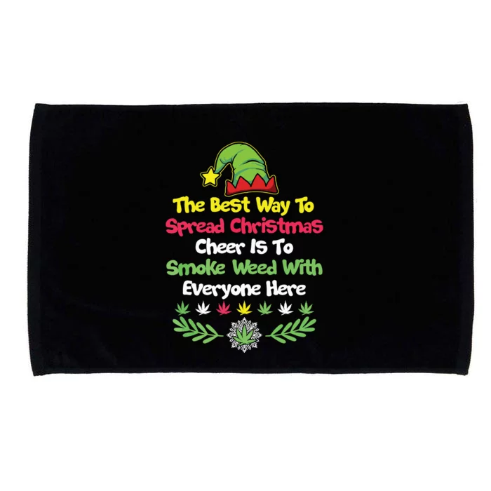 Cannabis Christmas Cheer Elf Funny Holiday Marijuana Microfiber Hand Towel