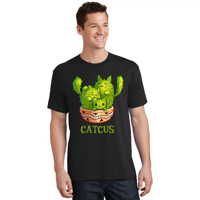 Catcus Cute Cat And Cactus Mexican Cactus Cinco De Mayo T-Shirt