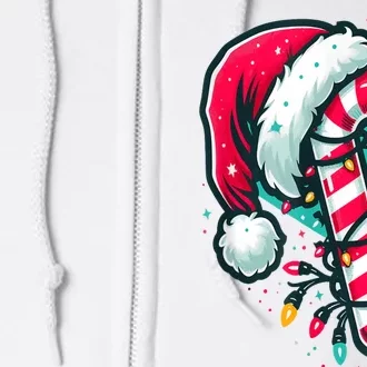 Candy Cane Crew Christmas Lights Family Matching Xmas Full Zip Hoodie