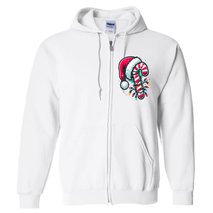 Candy Cane Crew Christmas Lights Family Matching Xmas Full Zip Hoodie