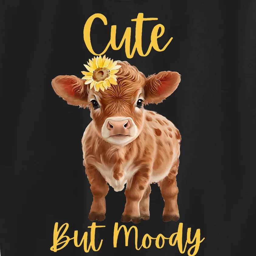 Cute Cowmoody Cow Lovers Farm Cowgirl Baby Cow An Sunflower Kids Sweatshirt