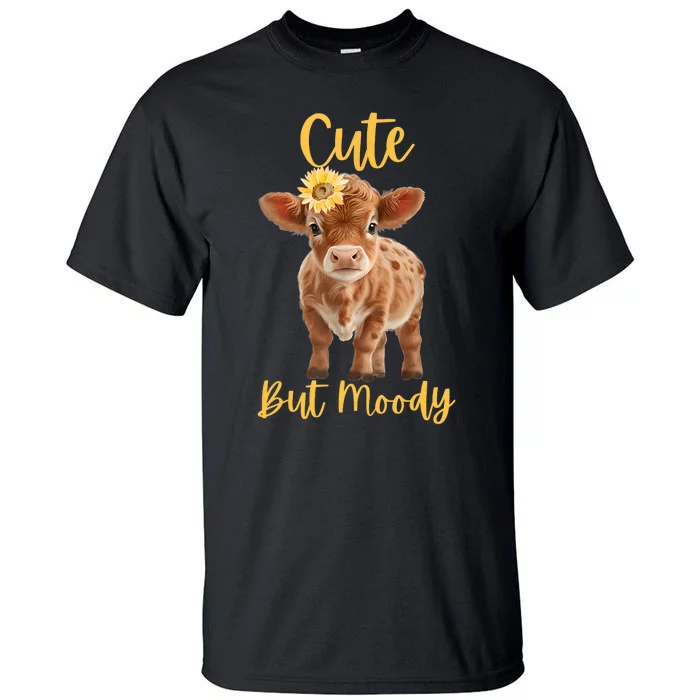 Cute Cowmoody Cow Lovers Farm Cowgirl Baby Cow An Sunflower Tall T-Shirt