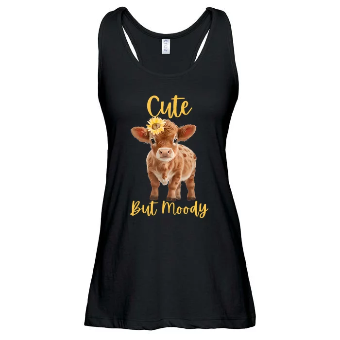 Cute Cowmoody Cow Lovers Farm Cowgirl Baby Cow An Sunflower Ladies Essential Flowy Tank