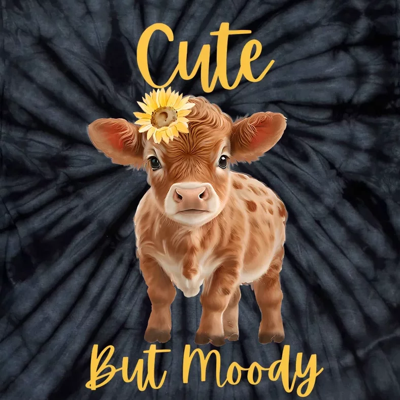 Cute Cowmoody Cow Lovers Farm Cowgirl Baby Cow An Sunflower Tie-Dye T-Shirt