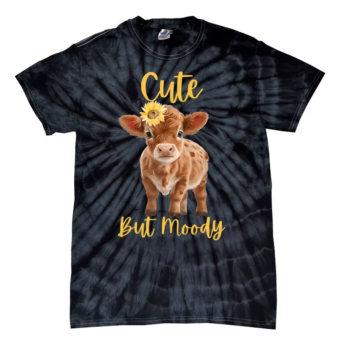 Cute Cowmoody Cow Lovers Farm Cowgirl Baby Cow An Sunflower Tie-Dye T-Shirt