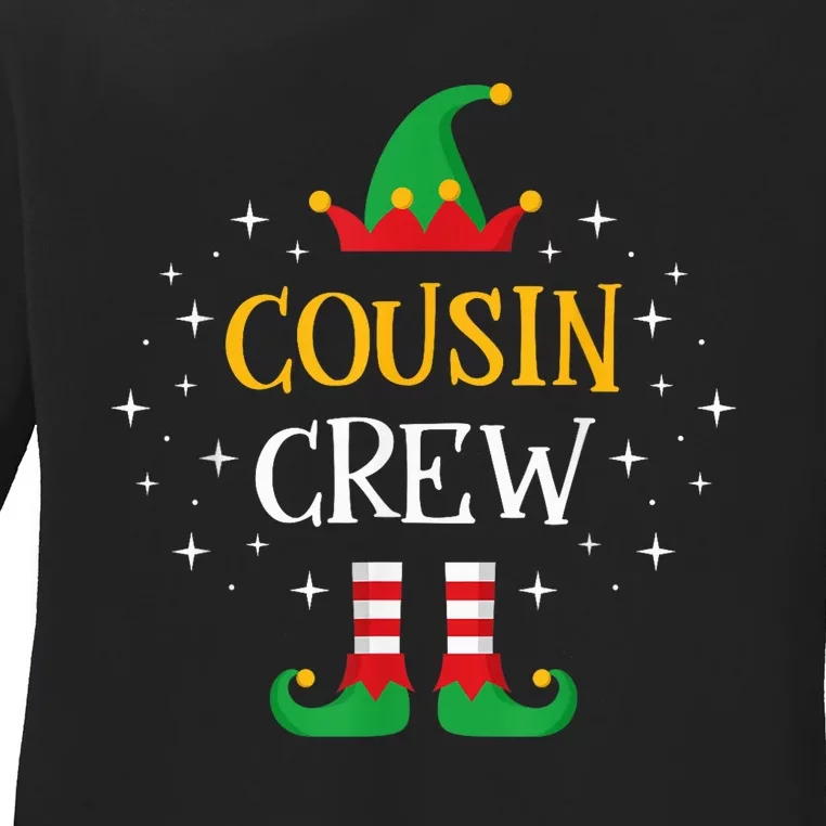 Cousin Crew  Cute Xmas Elf Party Pajama PJ Matching Ladies Long Sleeve Shirt