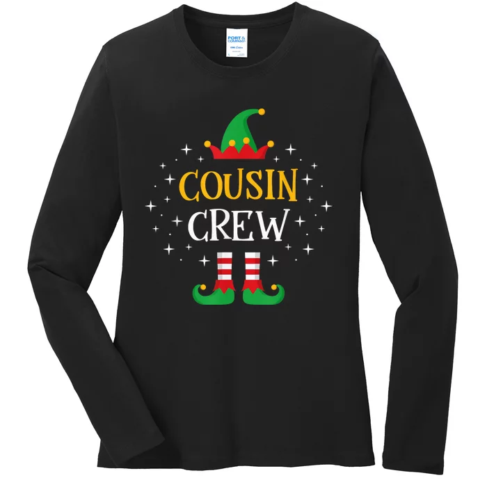 Cousin Crew  Cute Xmas Elf Party Pajama PJ Matching Ladies Long Sleeve Shirt