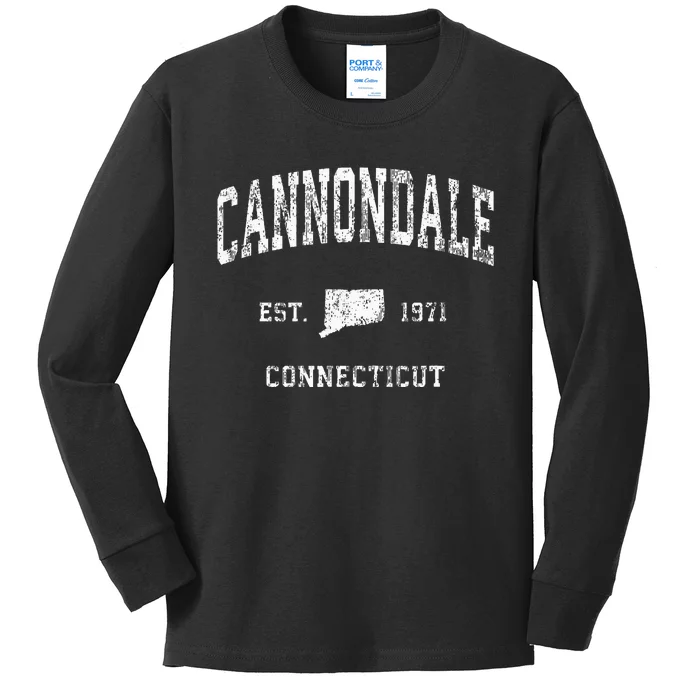 Cannondale Connecticut Ct Vintage Athletic Sports Design Kids Long Sleeve Shirt