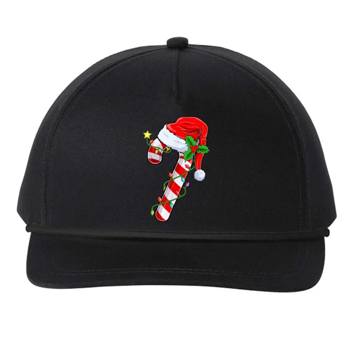 candy cane crew christmas lights family matching xmas Snapback Five-Panel Rope Hat