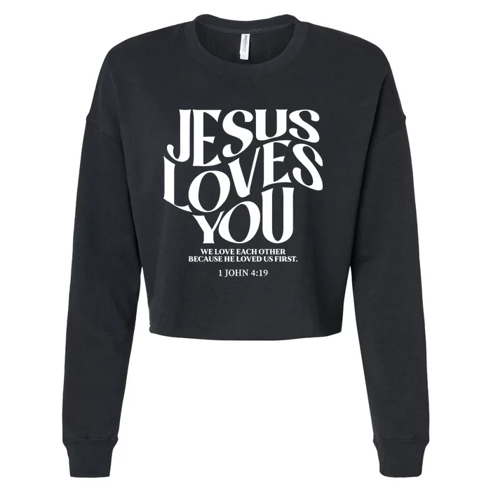 Christian Comfort Colors Jesus Loves You Cropped Pullover Crew