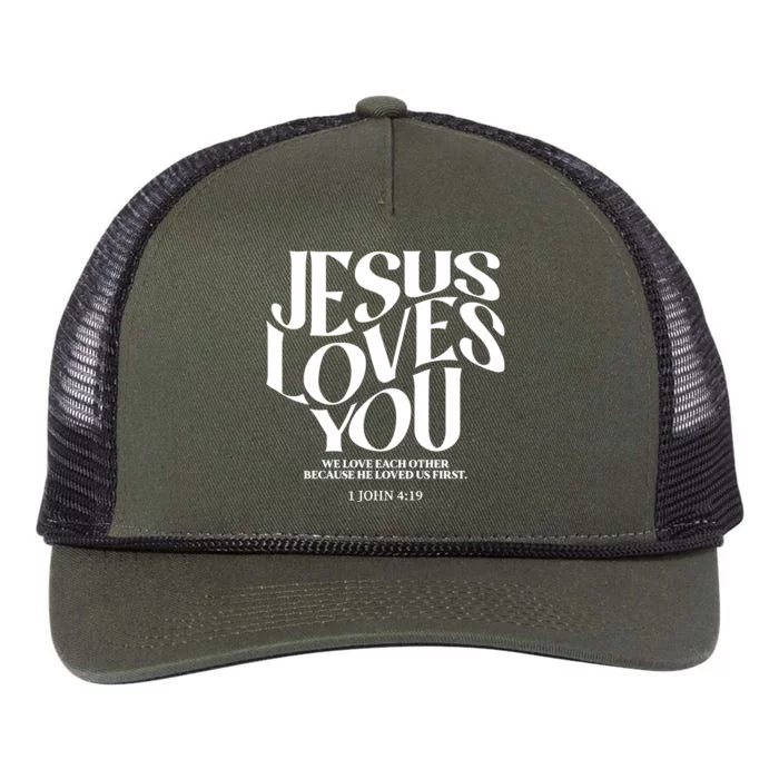 Christian Comfort Colors Jesus Loves You Retro Rope Trucker Hat Cap