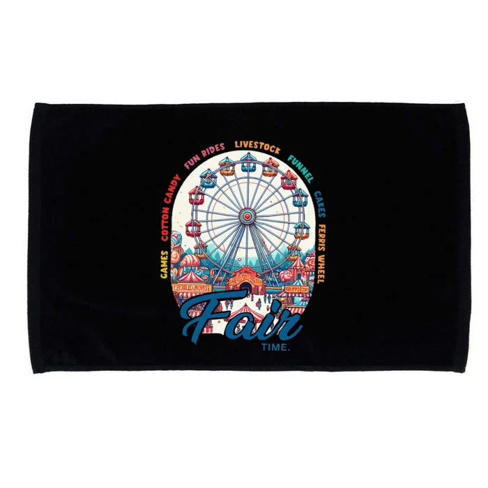 Cotton Candy Corn Dogs County Fair Ferris Wheel Blue Ribbons Microfiber Hand Towel