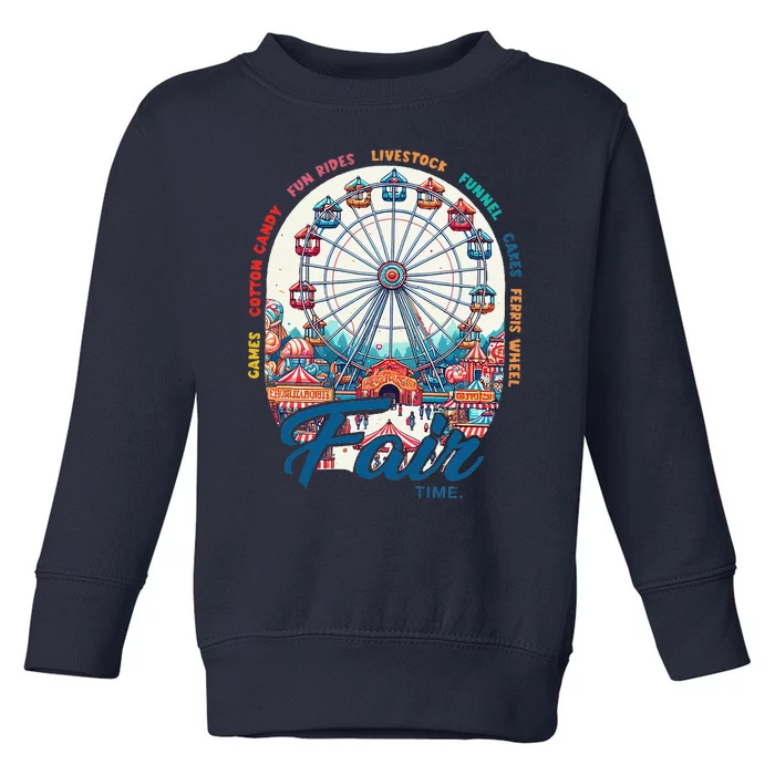 Cotton Candy Corn Dogs County Fair Ferris Wheel Blue Ribbons Toddler Sweatshirt