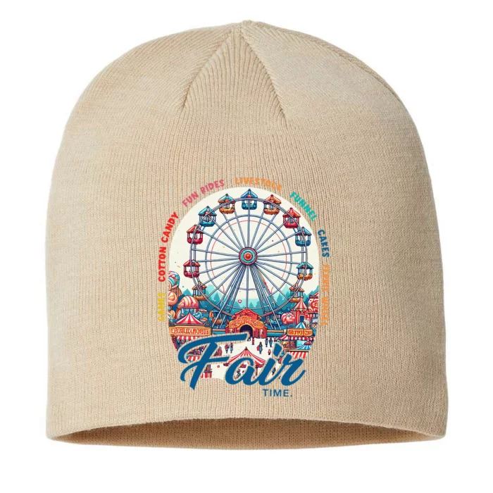 Cotton Candy Corn Dogs County Fair Ferris Wheel Blue Ribbons 8 1/2in Sustainable Knit Beanie