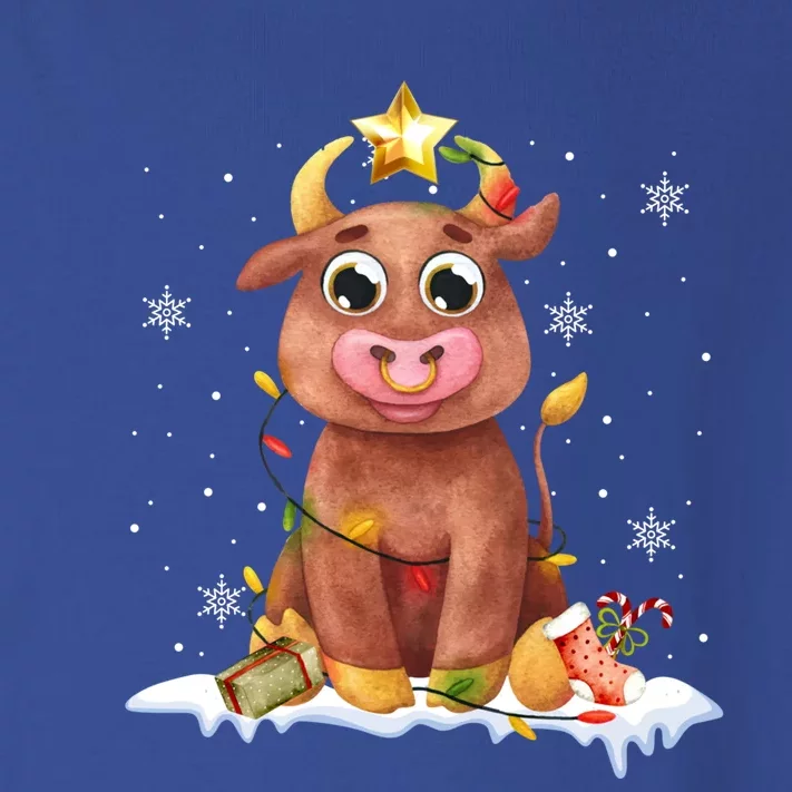 Cute Cow Christmas Lights Star Reindeer Gift Toddler Long Sleeve Shirt